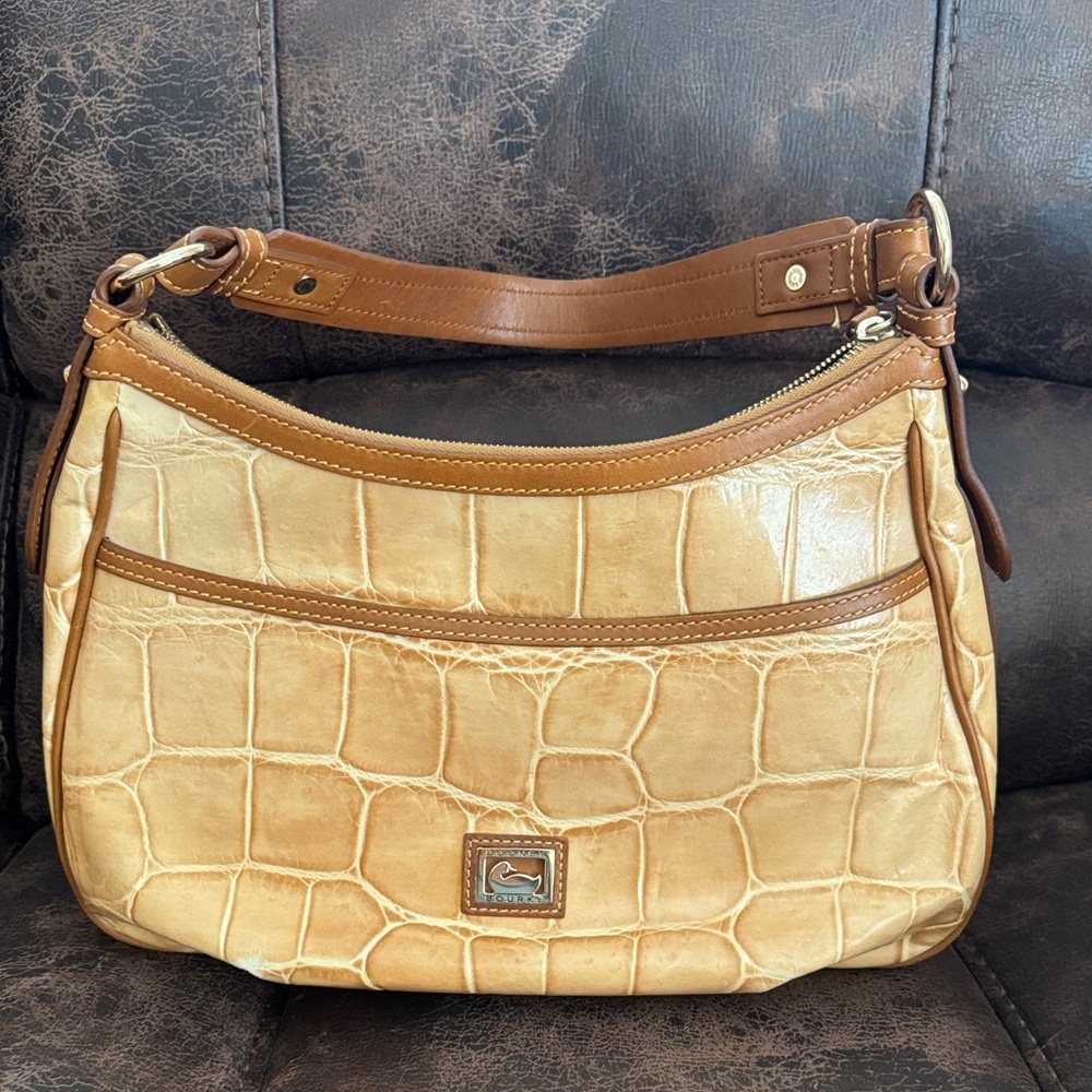 Dooney & Bourke Croc-Embossed Tan Hobo Bag